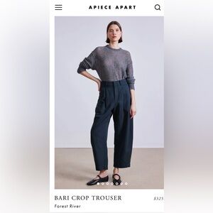 BNWT Apiece Apart Bari Crop Trouser